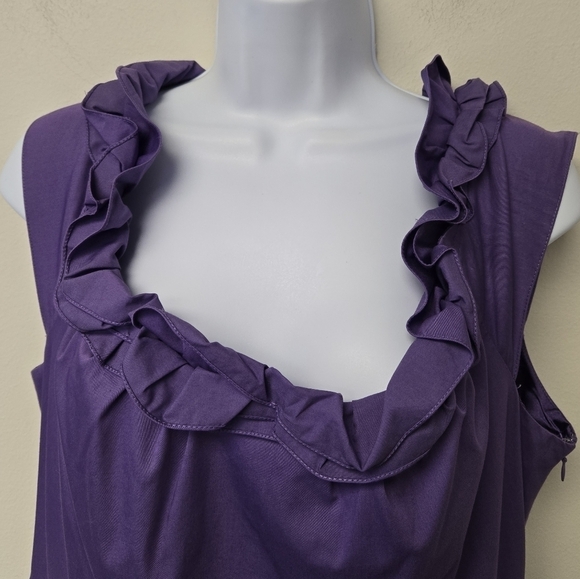 Elie Tahari Roxanna Poplin Ruffle Neck Trim Dress Prism Lilac 14 - Picture 7 of 15